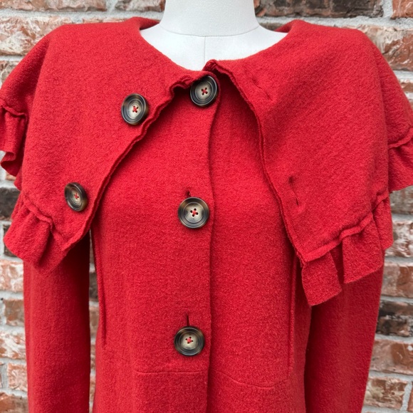 Anthropologie orange wool coat with ruffled collar HWR / M / Excellent condition - Picture 4 of 15